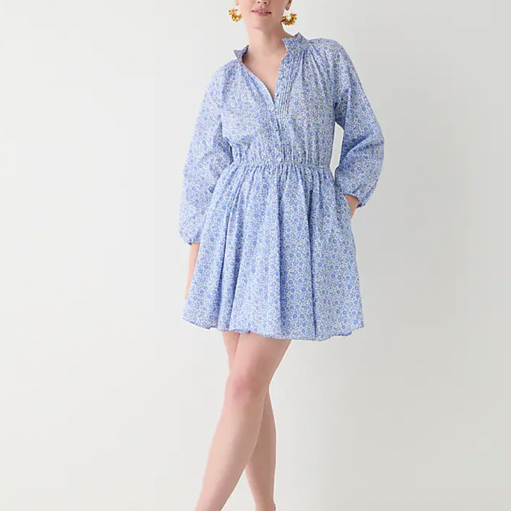 Ruffle-collar mini dress in Liberty D'Anjo Coast fabric