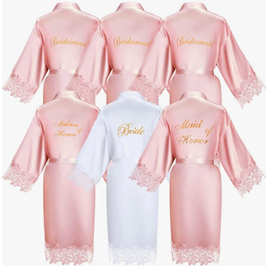 Coume 6-Piece Bridesmaid Robes With Lace Trim