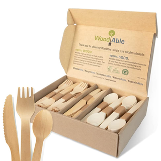Woodable Disposable & Backyard Compostable Wooden Cutlery Mix