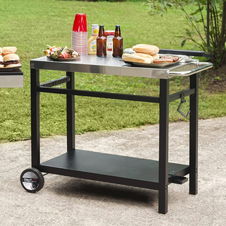 Royal Gourmet Dining Cart Table with Double-Shelf