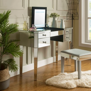 Addison Glam Mirrored Makeup Vanity Table