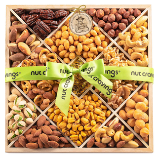 Nut Cravings Nuts Gift Basket in Wood Tray
