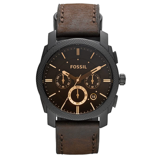 Fossil Men's Machine Quartz Stainless Steel and Leather Chronograph Watch