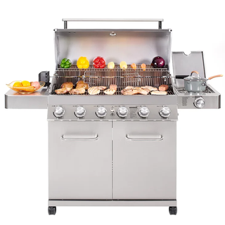 Monument Grills 6-Burner Gas Grill with Side Burner and Cabinet