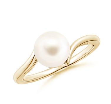 Angara Solitaire Freshwater Pearl Bypass Ring