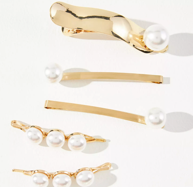 Anthropologie Pearl Hair Clips, Set of 7