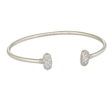 Grayson Silver Cuff Bracelet in White Crystal
