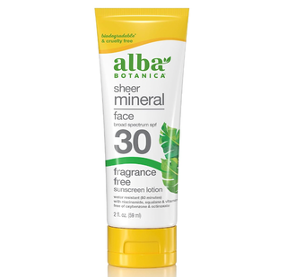Alba Botanica Sunscreen for Face, Fragrance-Free Sheer Mineral Face Sunscreen Lotion