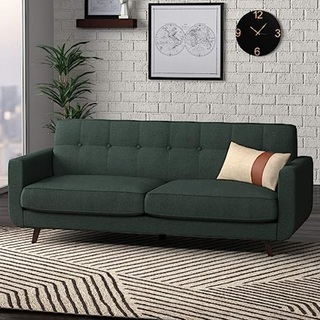 Rivet Sloane Mid-Century Modern Sofa Couch, 79.9"W, Emerald Green
