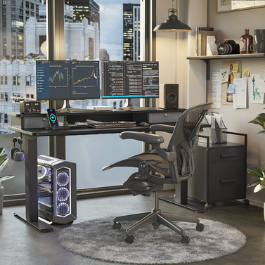 FEZIBO Height Adjustable Electric Standing Desk with Double Drawer