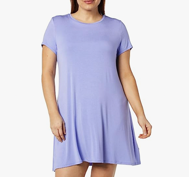 Amazon Essentials Women's Short-Sleeve Scoop Neck Swing Dress