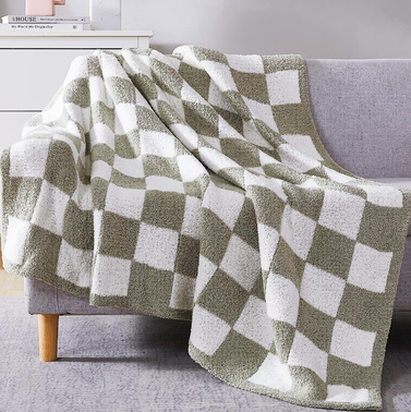Wrensonge Sage Checkered Throw Blanket