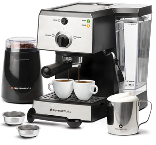 EspressoWorks Espresso Machine & Cappuccino Maker with Milk Steamer