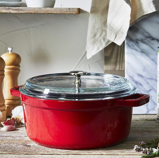 Staub Cast Iron Dutch Oven 4-qt Round Cocotte with Glass Lid