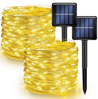 Dazzle Bright 2-Pack Outdoor Solar String Lights