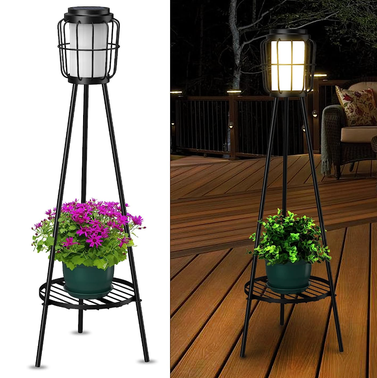 MXwcy Outdoor Solar Lights with Plant Stands (2-Pack)