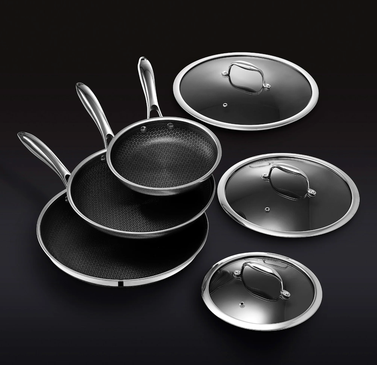Hexclad Hybrid Cookware Set with Lids (6-Piece)