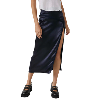 Free People Dakota Side Slit Satin Mini Skirt