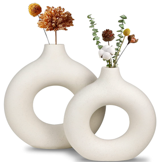 Puthiac White Ceramic Vase (Set of 2)