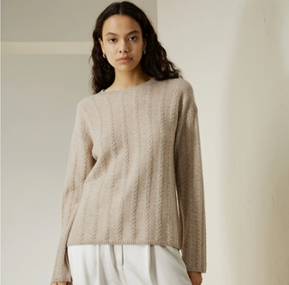 LILYSILK Semi-Sheer Cable-Knit Baby Cashmere Sweater