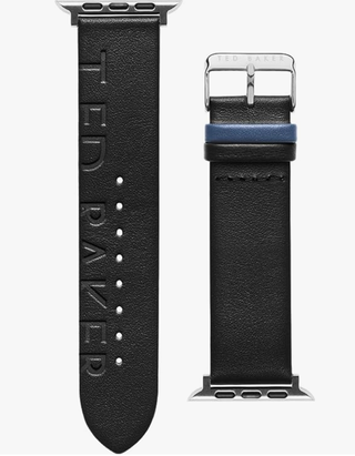 Ted Baker Engraved Leather Blue Keeper Smartwatch Band