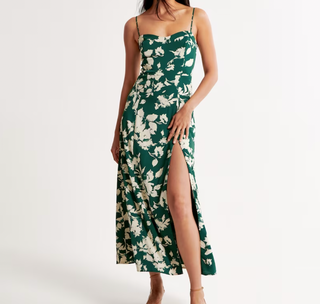 Abercrombie and Fitch Satin High-Slit Maxi Dress