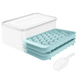 Wibimen Round Ice Cube Tray with Lid & Bin
