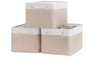 Bidtakay Large Fabric Baskets with Handles, 3-Pack