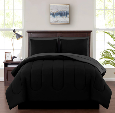 Mainstays Black 5 Piece Bed in a Bag Comforter Set with Sheets, Twin/Twin XL