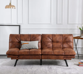 Corrigan Studio 71" Convertible Faux Leather Sofa