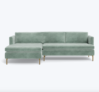 Cobble Hill Boutique Sectional, Left Facing in Brussels, Textured Velvet/Cape