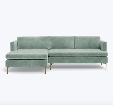 Cobble Hill Boutique Sectional, Left Facing in Brussels, Textured Velvet/Cape