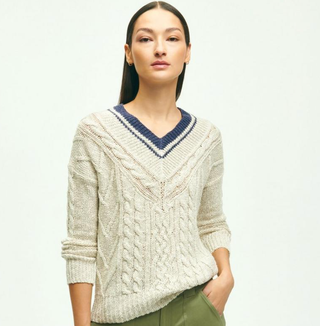 Brooks Brothers Cotton-Linen Blend Tennis Sweater