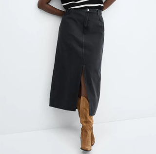 Mango Slit Denim Skirt