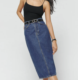 Reformation Jayde High Rise Denim Midi Skirt