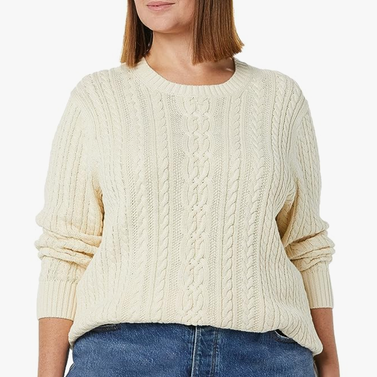 Amazon Essentials Women's Fisherman Cable Long-Sleeve Crewneck Sweater