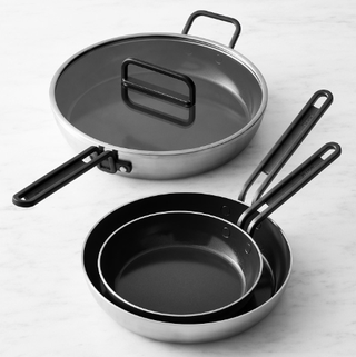 GreenPan Stanley Tucci Stainless-Steel Ceramic Nonstick 4-Piece Fry Pan Set