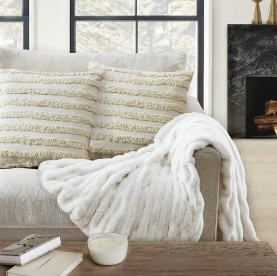 Better Homes & Gardens Ruched Faux Fur Throw Blanket