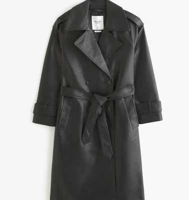 Abercrombie & Fitch Elevated Vegan Leather Trench Coat
