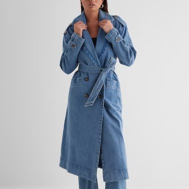 Express Denim Belted Trench Coat