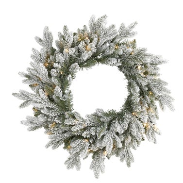 Faux Lighted Pine Wreath