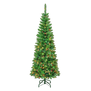 National Tree Company Pre-Lit Rowan Pencil Slim Christmas Tree, 7.5 ft