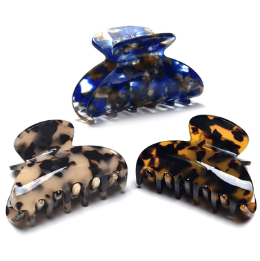 Fsmiling Tortoise Hair Claw Clips (3-Pack)