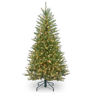 National Tree Company 4.5ft Pre-Lit Artificial Slim Christmas Tree