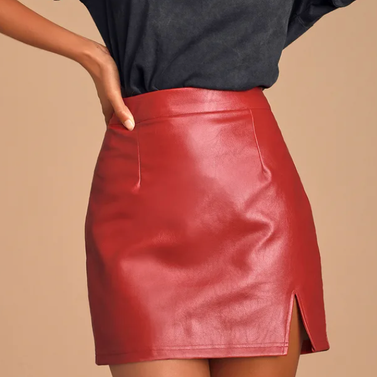 Lulus Corte Red Vegan Leather Mini Skirt