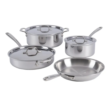 All-Clad D3 Stainless Everyday, 7 Piece Pots and Pans Cookware Set