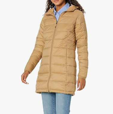 Amazon Essentials Women's Lightweight Water-Resistant Hooded Puffer Coat