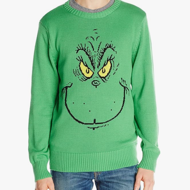 Dr. Seuss Men's Grinch Face Ugly Christmas Sweater