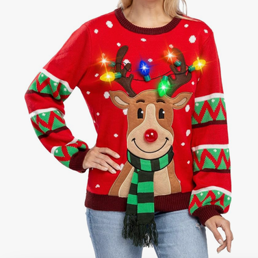 JOYIN Womens LED Light Up Reindeer Ugly Christmas Sweater