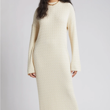 Vero Moda Monica Long Sleeve Cable Stitch Maxi Sweater Dress